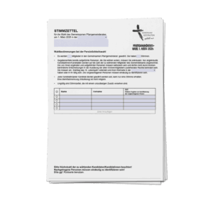 Stimmzettel Persönlichkeitswahl Gemeinsamer Pfarrgemeinderat